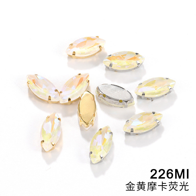 Cross-border wholesale: new horse-eye mocha fluorescent four-corner claw drill DIY accessory materials, footwear accessories