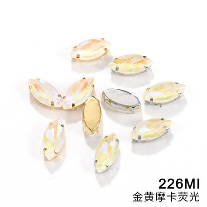 Cross-border wholesale: new horse-eye mocha fluorescent four-corner claw drill DIY accessory materials, footwear accessories