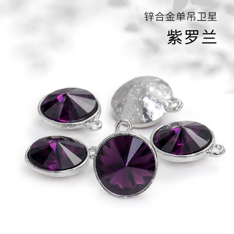 12mm zinc alloy satellite single pendant bag, necklace, bracelet, clothing decoration, accessory satellite shape round single-hole pendant
