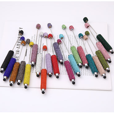 Source wholesale DIY touch screen full diamond ballpoint pen AB dazzling faience clay diamond ballpoint pen cross-border hot selling handmade gifts