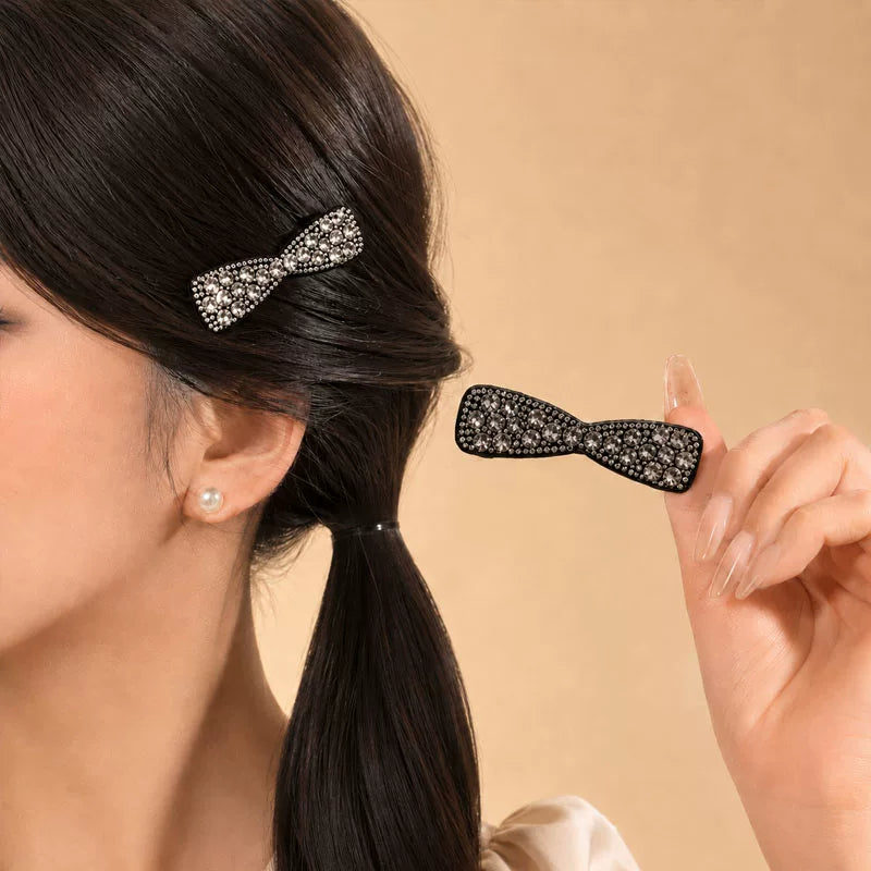 Japanese and Korean new rhinestone bow hair clip, side clip, side bangs clip, high-end front hair clip, hair clip