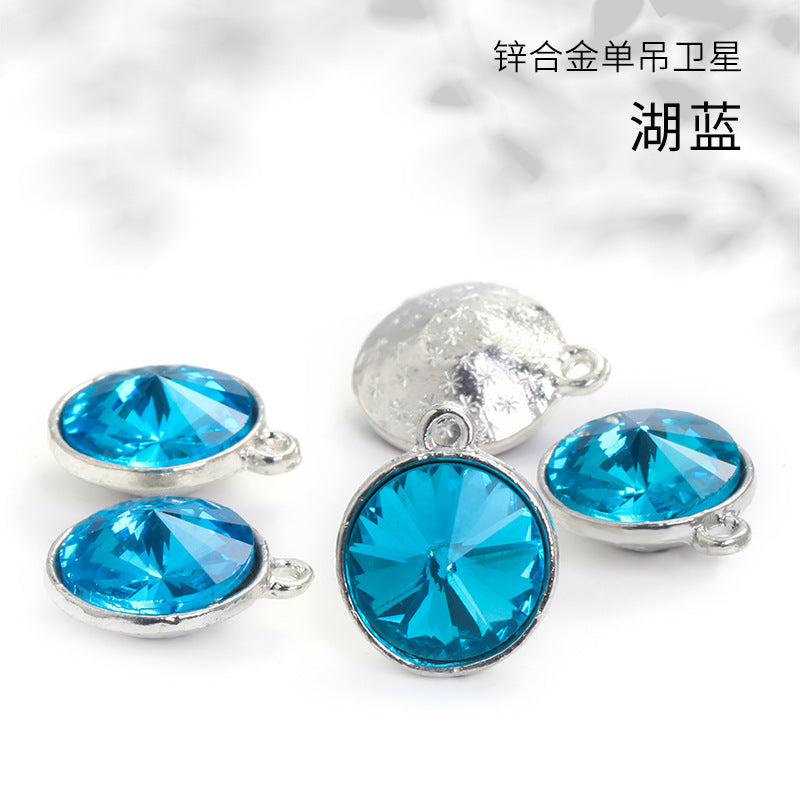 12mm zinc alloy satellite single pendant bag, necklace, bracelet, clothing decoration, accessory satellite shape round single-hole pendant