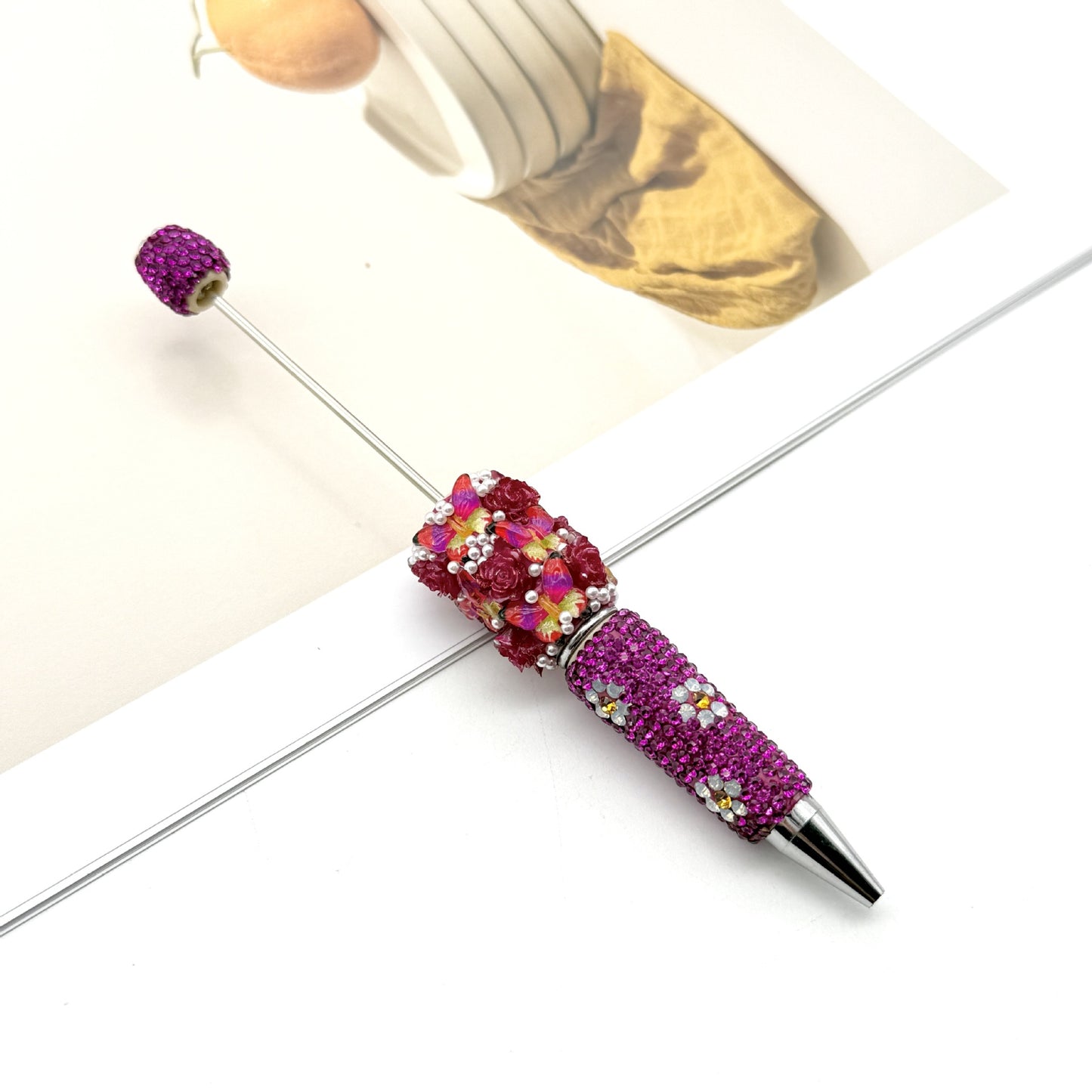new DIY luxury full diamond pen butterfly pearl daisy rose series ballpoint pen business cute pen