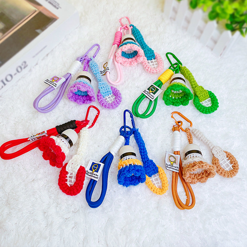 Hand Woven Badminton Pendant - Wool Finished Product Woven Badminton Keychain Bag Pendant Gift