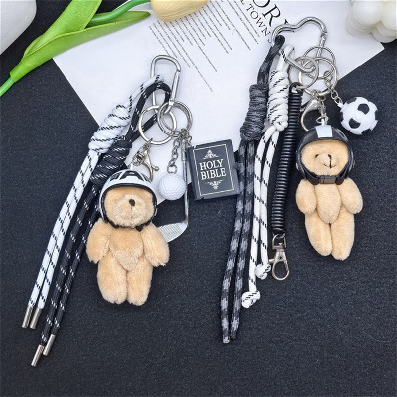 In the spring ins Korea helmet bear pendant suitable for Apple mobile phone pendant bag bag accessories girly heart cute