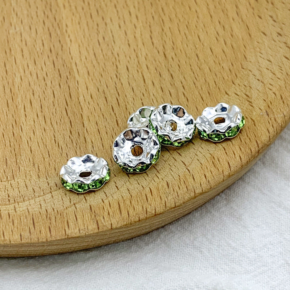 Factory direct sales 10MM color wavy edge rhinestone circle wheel bead spacer spacer bead string silver diamond jewelry