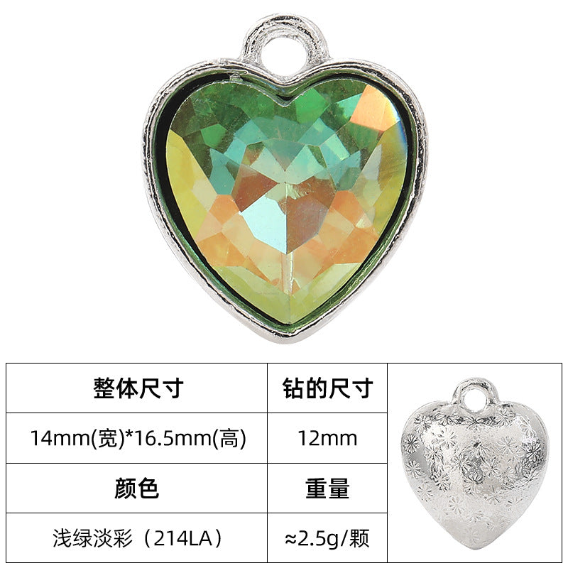 Heart-inlaid 12MM peach heart single crystal pendant bracelet, headpiece, flower tray material, DIY accessory pendant