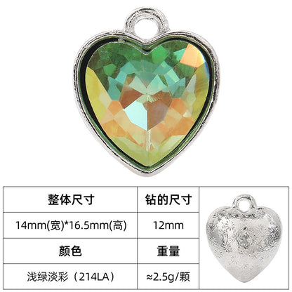 Heart-inlaid 12MM peach heart single crystal pendant bracelet, headpiece, flower tray material, DIY accessory pendant