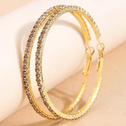 2-4-6-8-10cm oversized earrings exaggerated earrings european and american round rhinestone geometric hoop earrings for women cross-border