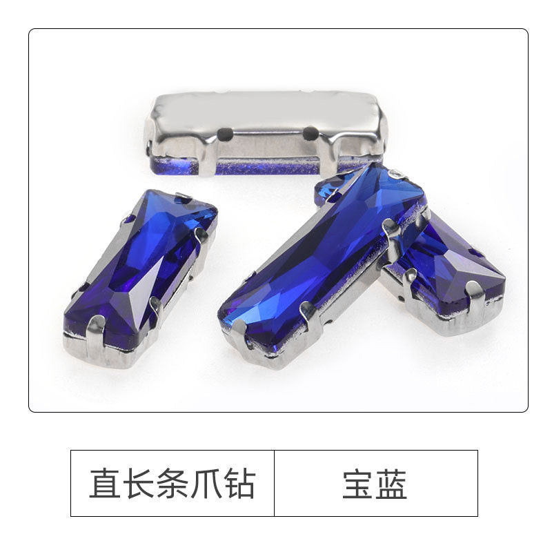 Xichuan Straight Long Claw Rhinestone Glass Hand-Stitched Diamond DIY Accessories Shoe Bag Handmade Materials White K with Claw Diamond