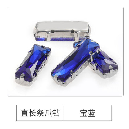 Xichuan Straight Long Claw Rhinestone Glass Hand-Stitched Diamond DIY Accessories Shoe Bag Handmade Materials White K with Claw Diamond