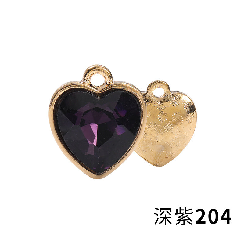 Xichuan zinc alloy peach heart crystal gold base single hanging heart-shaped glass diamond DIY jewelry earrings with diamonds pendant batch