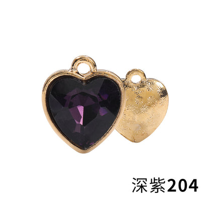 Xichuan zinc alloy peach heart crystal gold base single hanging heart-shaped glass diamond DIY jewelry earrings with diamonds pendant batch