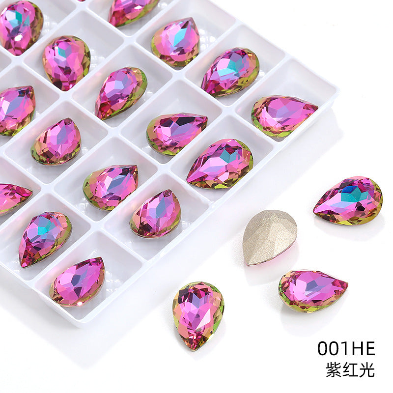K9 high-end pear-shaped rhinestones, special-shaped rhinestones, real silver-plated base wedding dress accessories, pointed bottom pinkstone rhinestones