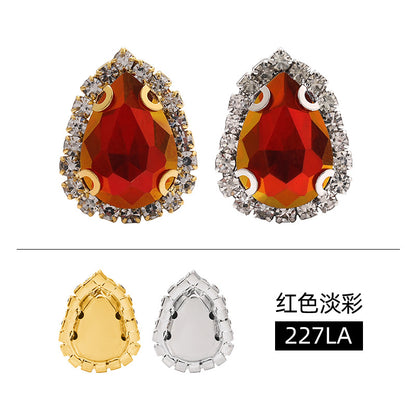Waterdrop edge claw claw diamond light color crystal buckle thickened sole support, manual perforation, hand-stitched diamond shoes, hats, clothing, and accessories