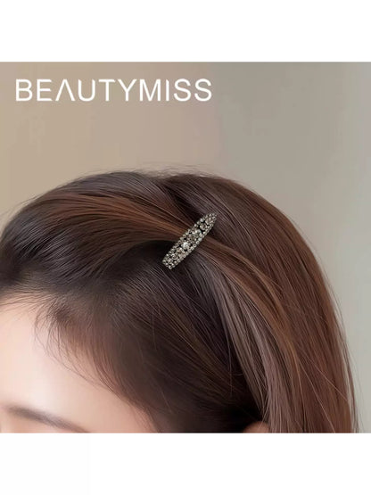 2026 New High-End Light Luxury Rhinestone Duckbill Clip for Women, Exquisite Full Diamond Bangs Side Clip, Forehead Hair Clip