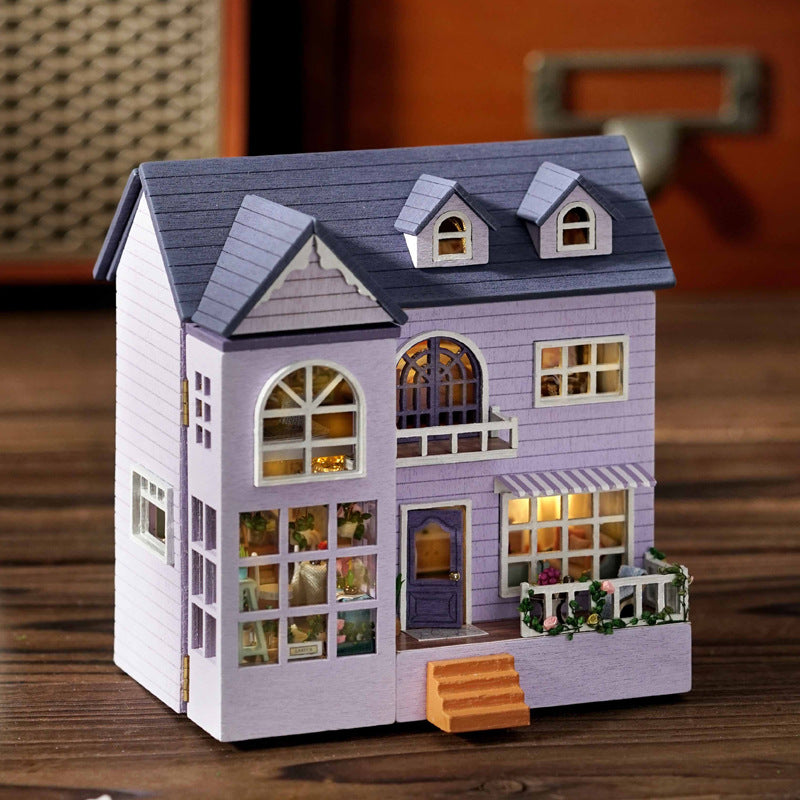Wisdom House DIY Cottage Mini Home Series Wooden Handmade Can Be Opened and Closed Homemade Multi-level Gift Girls