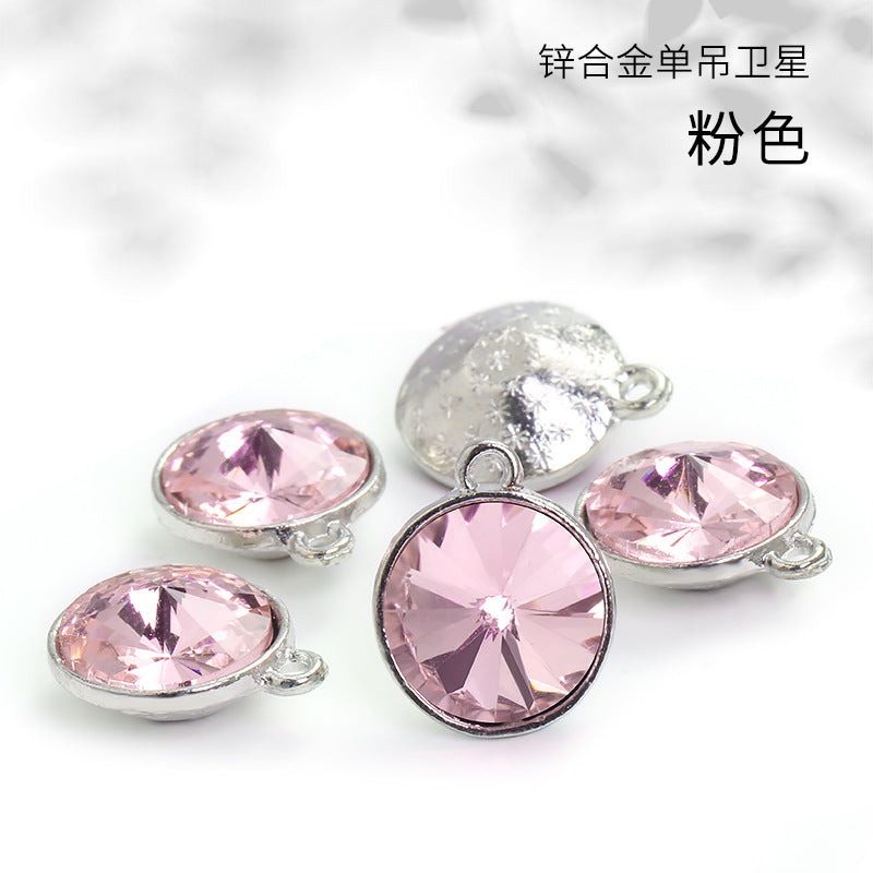 12mm zinc alloy satellite single pendant bag, necklace, bracelet, clothing decoration, accessory satellite shape round single-hole pendant