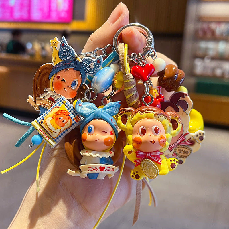 Handmade DIY star man cute grain beaded keychain pendant couple bag doll key chain small pendant