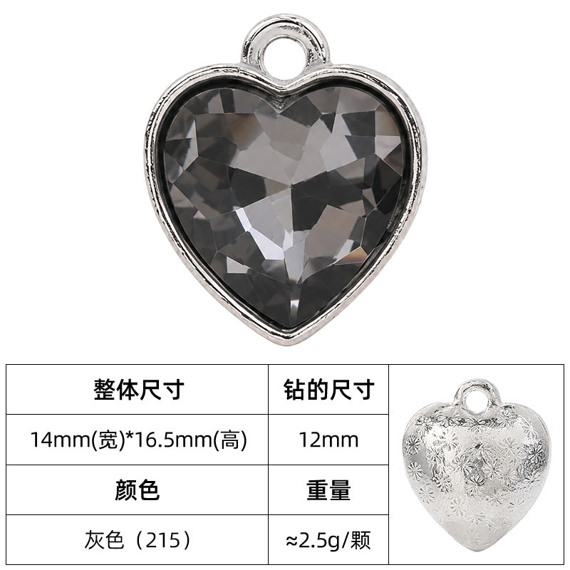 Heart-inlaid 12MM peach heart single crystal pendant bracelet, headpiece, flower tray material, DIY accessory pendant