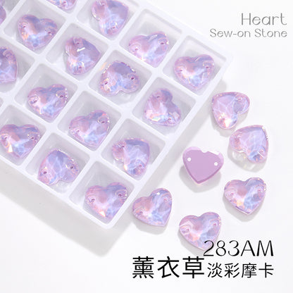 K9 mocha flat-bottom flat-bottom hand-stitched rhinestone plump peach heart crystal double-hole heart diamond bridal dress accessories