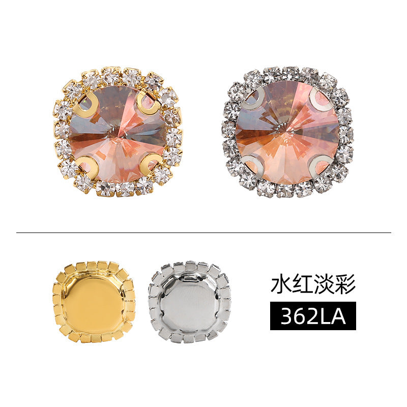 New border satellite light color crystal buttons with hand-stitched glass diamonds thickened base base - clothing and luggage DIY accessories
