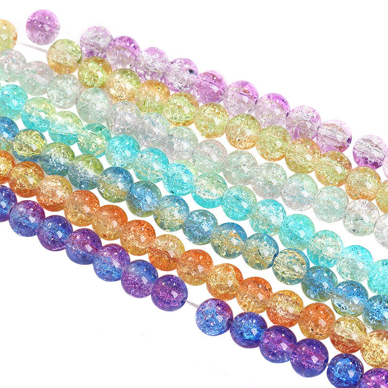 Xichuan autumn colorful ice flower jelly round beads DIY bracelet, necklace, jewelry, accessories, handmade perforated beads