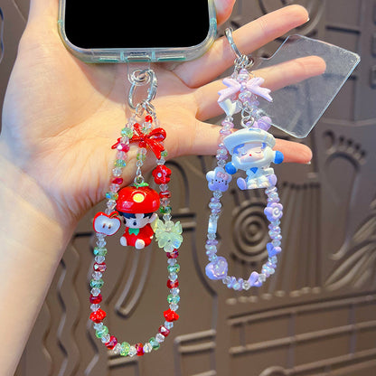 Handmade DIY bubble cute particles beaded mobile phone chain doll pendant women's bag keychain doll pendant