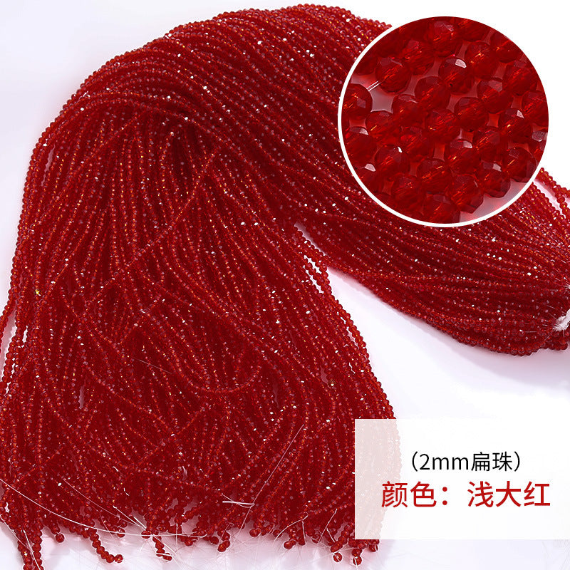 2mm crystal through-hole glass flat bead bracelet, necklace, accessories, door curtain beads, clothing materials, DIY flat beads, loose beads