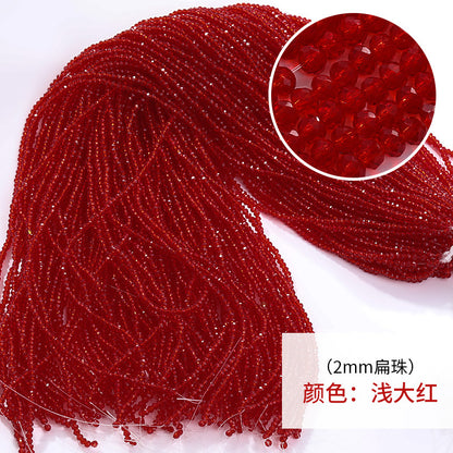 2mm crystal through-hole glass flat bead bracelet, necklace, accessories, door curtain beads, clothing materials, DIY flat beads, loose beads