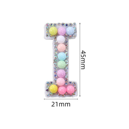 Macaron letter stickers, 26-letter English DIY accessories, clothing accessories, faux pearl and rhinestone appliqué set