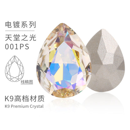 K9 material, pointed bottom pear-shaped rhinestone, color-resistant base, clothing crystal accessories, high-end pinkstone rhinestone