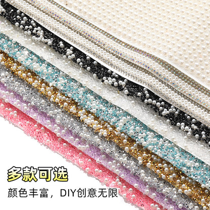 Resin 24*40CM pearl diamond mesh water rhinestone glue mesh peels off and sticks instantly for DIY crafts, sequins, glue, jewelry accessories