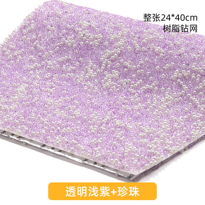 Resin 24*40CM pearl diamond mesh water rhinestone glue mesh peels off and sticks instantly for DIY crafts, sequins, glue, jewelry accessories