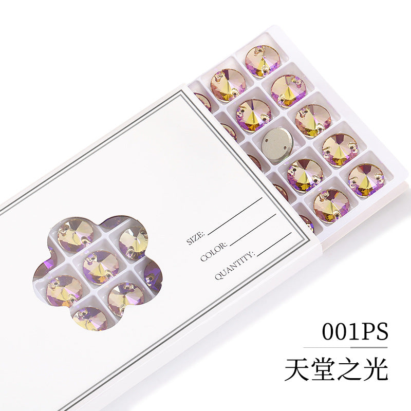 Flat Bottom Hand-Sewn Diamond K9 Satellite Round Flat Buckle Double Hole Punched Hand-Sewn Diamond Wedding Dress Apparel Accessories Super Flash Satellite