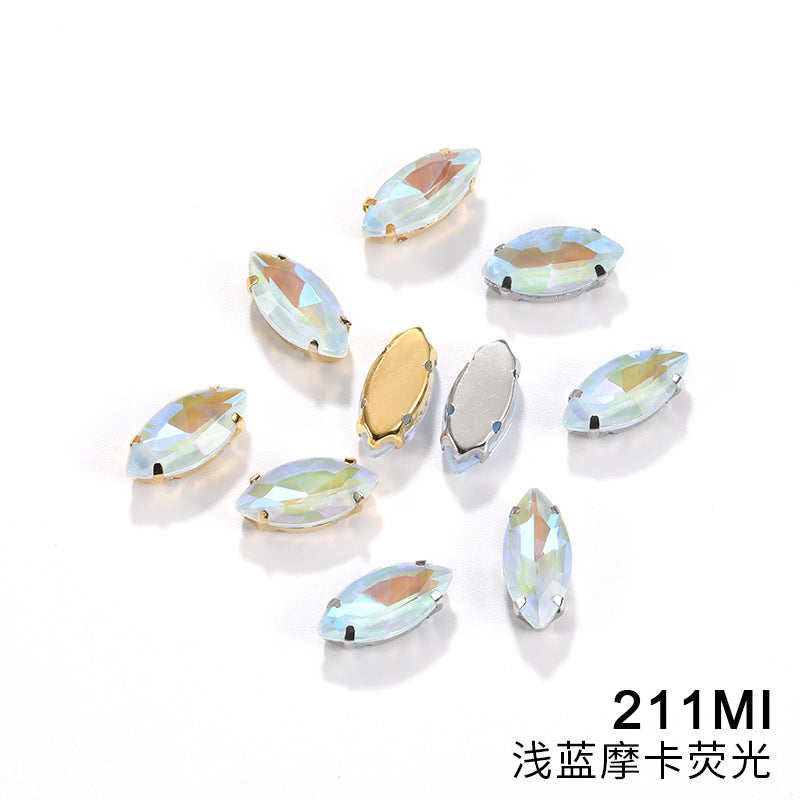 Cross-border wholesale: new horse-eye mocha fluorescent four-corner claw drill DIY accessory materials, footwear accessories