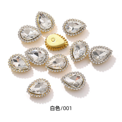 Double-layer waterdrop sunflower flower flower plate diamond buckle, hand-stitched rhinestone, thickened gold holder, glass diamond, clothing, shoes, bags, DIY accessories