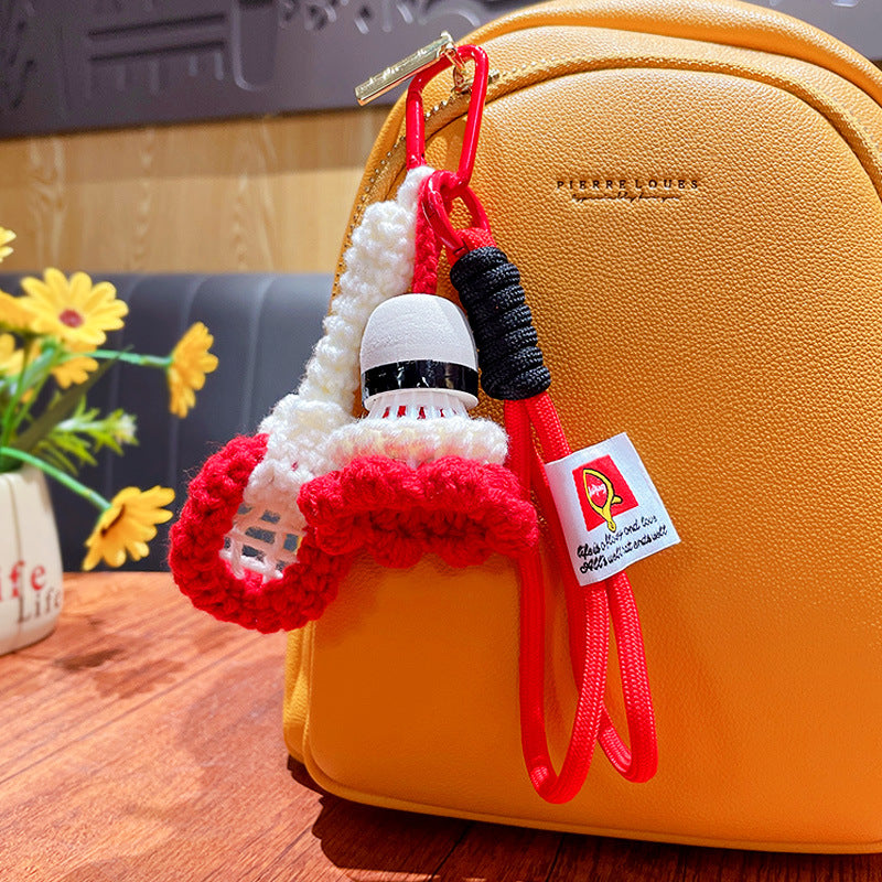 Hand Woven Badminton Pendant - Wool Finished Product Woven Badminton Keychain Bag Pendant Gift