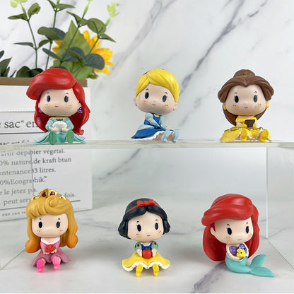 Q version fairy tale princess sitting ornament cartoon princess gacha doll cake decoration princess figure blind box toy