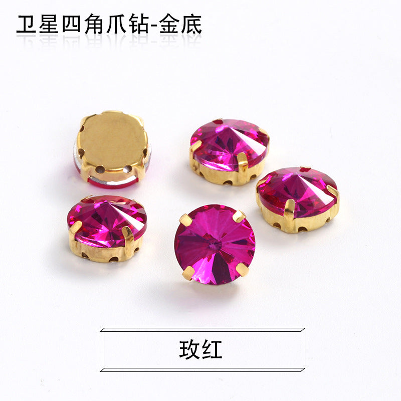 Xichuan new gold background satellite square corner hand sewing drill claw drill DIY clothing collar dress accessories material wholesale