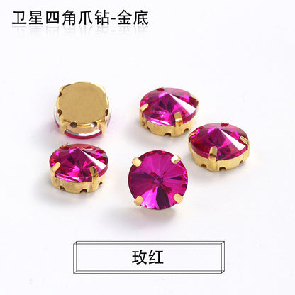 Xichuan new gold background satellite square corner hand sewing drill claw drill DIY clothing collar dress accessories material wholesale