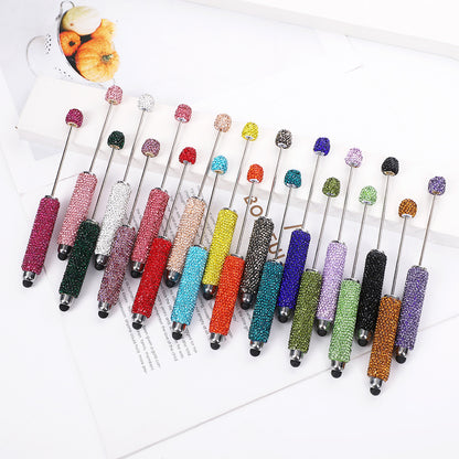 DIY touch screen full diamond ballpoint pen multi-function capacitive stylus cute pen ins solid color rhinestone touch screen pen in stock