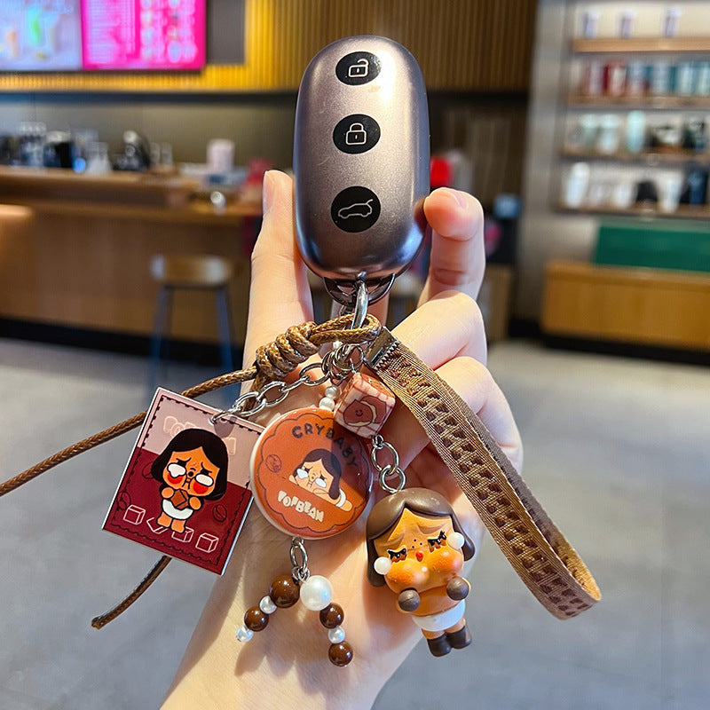 Handmade DIY crying bag cute grain change baby keychain doll pendant, small carry bag bag, beaded doll small pendant