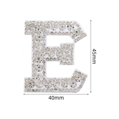 Full diamond letters DIY clothing accessories, white rhinestone hot simmer patches, hot patch English 26 letters