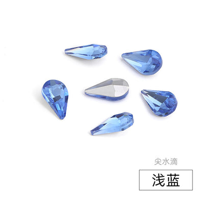 Long Drop Teardrop Diamond Rhinestones - Silver Crystal Luggage Jewelry Nail Art Clothing Hair Accessories