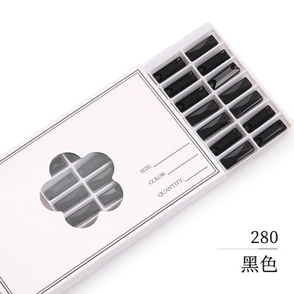Double Hole Long Bar Flat Bottom Rhinestone - Hand-Stitched Scratch-Resistant AB Color Straight Strip Flat Buckle for Clothing Luggage