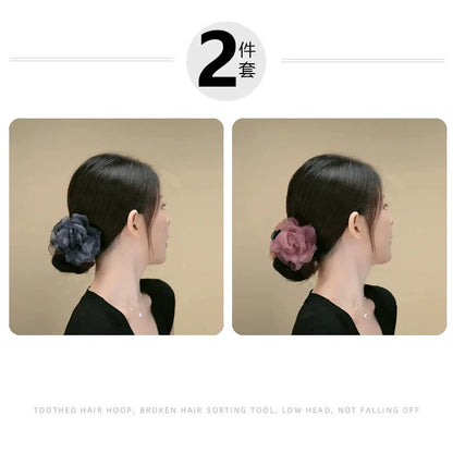 Korean-style gentle and elegant chiffon floral bun clip, light luxury temperament, high-end hair clip, bun head claw clip at the back of the head