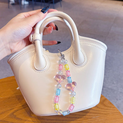 Creative DIY Love Beaded Mobile Phone Chain Keychain Pendant Couple Car Key Chain Bag Bracelet Pendant Small