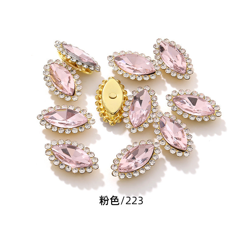 Horse Eye Sunflower Double-layer Hand-Stitched Diamond Shaped Edge Glass Diamond Clothing Bag DIY Accessories Manufacturer Wholesale