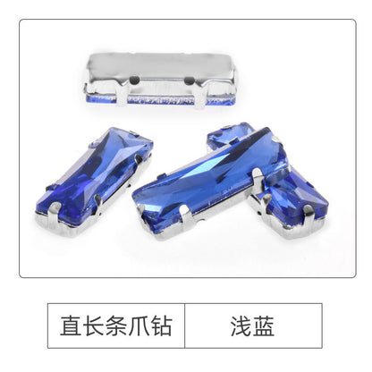 Xichuan Straight Long Claw Rhinestone Glass Hand-Stitched Diamond DIY Accessories Shoe Bag Handmade Materials White K with Claw Diamond